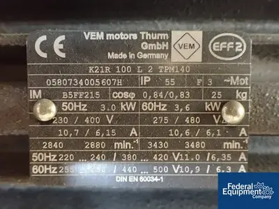 USED Pfeiffer Vacuum Pfeiffer Vacuum System, Model WU850, 55 CFM