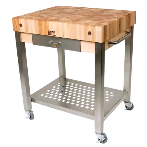John Boos CUCT14 Cucina Technica Cart, Stainless Undershelf, 4" Rock Maple Top, 24 x 24"