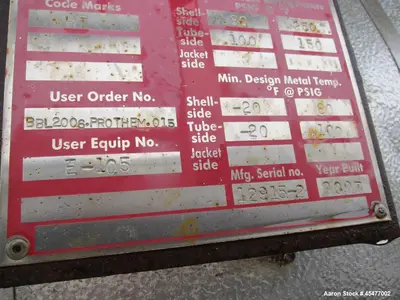 Used Heat Transfer Systems U-Tube Shell & Tube Heat Exchanger – 2,858 Sq. Ft., Carbon Steel