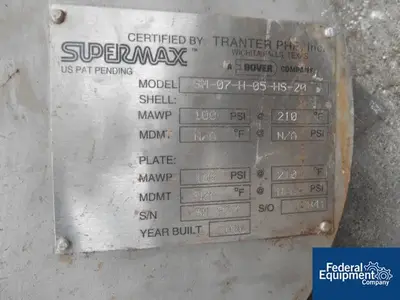 USED Tranter 16.6 Sq Ft Tranter Supermax Heat Exchanger, S/S, 100/100#
