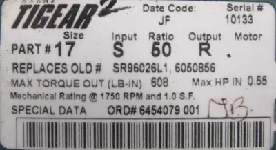 NEW DODGE 17S50R TIGEAR GEAR REDUCER 50:1