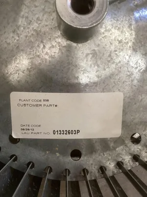 Lau Blower/Fan Wheel 01332603P DD10-6A; 1/2″ Bore; 10 5/8″X 6″X 1/2″ -NIB