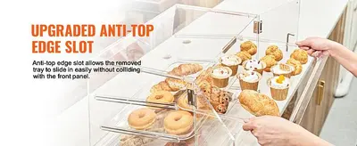 Pastry Display Case, 2-Tier Commercial Countertop Bakery Acrylic  Display Case - 20.7" wide