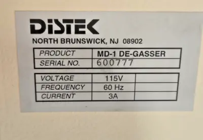 Distek Model MD-1 Media De-Gasser Dispenser 115v 50/60hz 3a