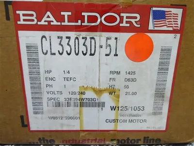 1/4 HP Baldor CL3303D-51 Electric Motor D636D Frame 120/240V 1800 RPM New NIB