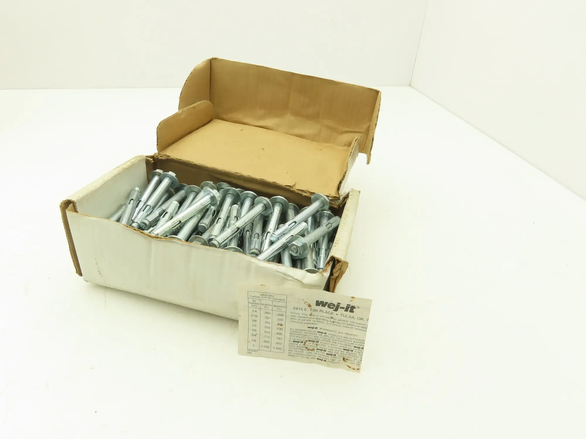 Wej-It HSA5622 Hex Head Sleeve Anchor Lot of 100