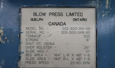 BLOW SC2-300-144-48 Straight-Side Presses | Mohawk Machinery (13)