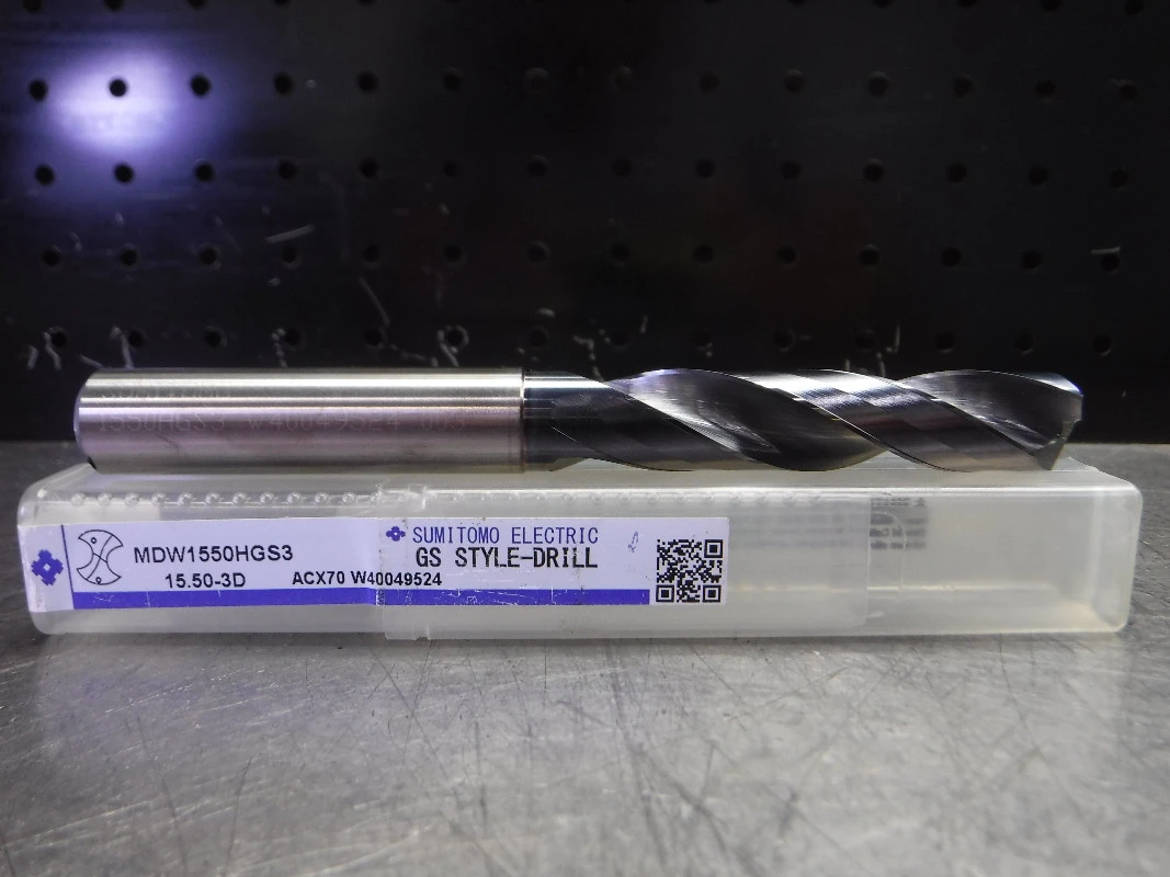 Sumitomo 15.50mm Carbide Drill Coolant Thru MDW1550HGS3 ACX70 (LOC2980A)