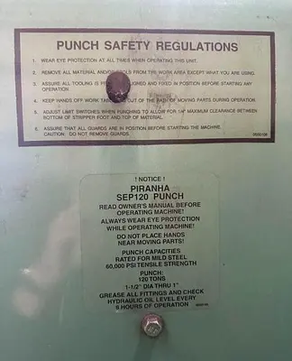 USED PIRANHA MDL. SEP120 PUNCH PIRANHA MDL. SEP120 PUNCH