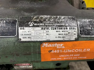 2,000 LBS X 12" LITTELL MODEL #20-12 DOUBLE END PULL OFF UNCOILER COIL REEL: STOCK #23715