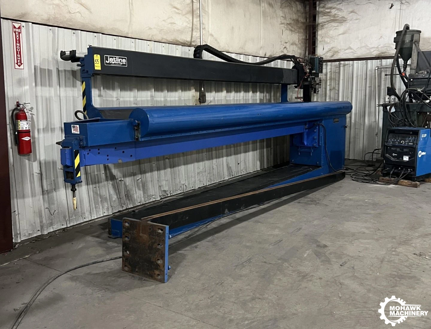 168" (14') JETLINE " LWC-168" COMBINATION INTERNAL EXTERNAL LONGITUDINAL SEAM WELDER w/MILLER WELDER - ARC-LENGTH CONTROL