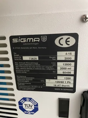 Sigma 4-15C Qiagen Laboratory Centrifuge 13500RPM