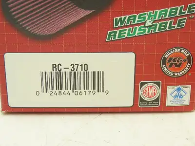 K&N Engineering RC-3710 Universal Clamp On Automotive Engine Air Filter Washable