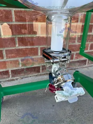 USED CHEMGLASS 150 LITER GLASS REACTOR W/ CHEMGLASS DIGITAL OVERHEAD STIRRER