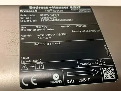 New | in-Stock ENDRESS+HAUSER 8S1B15-14P4/0 Flowmeters Ohio US | Surplus Asset Holdings #1226358