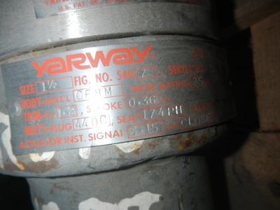 Fisher / Yarway 1 1/2" 2500 Rating, CF8M Right Angle Control Val
