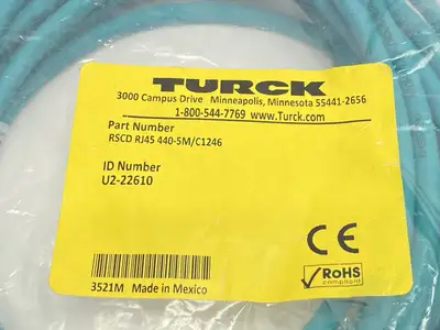 New | in-Stock Turck Ethernet Cordset Male M12 To RJ45 5m U2-22610 Cable & Wire Michigan US | Maverick Industrial Sales #1393132
