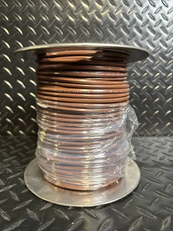 Copper Wire Spool - Brown Insulated Copper Conductor on Metal Reel