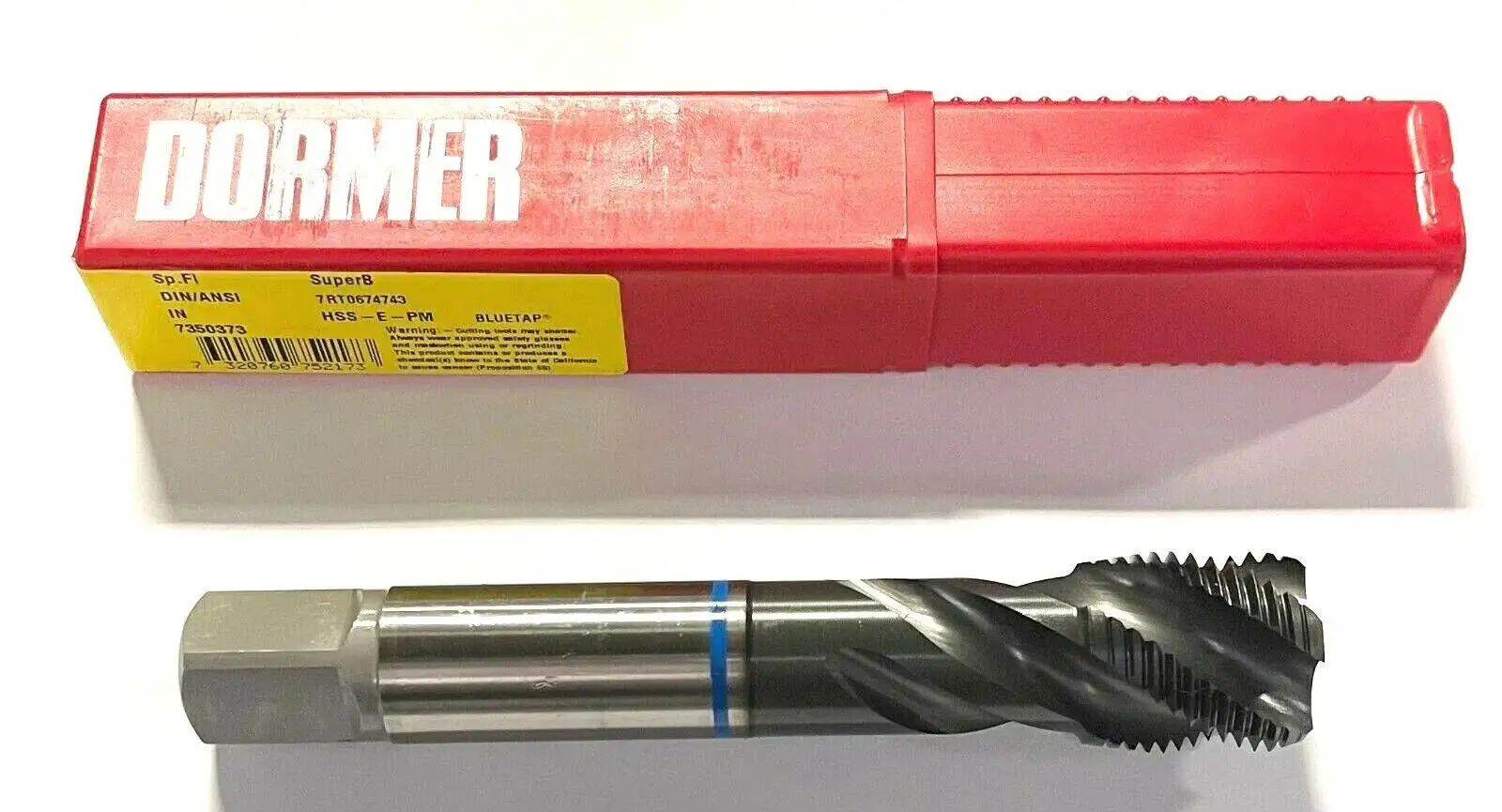 Dormer 1”-12 Tap HSS-E-PM Spiral Flute Machine Tap Blue Shark TCTR H4