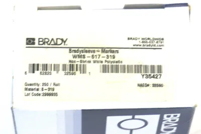 NEW BRADY WMS-617-319 BRADYSLEEVE MARKERS 500 / ROLL WMS617319