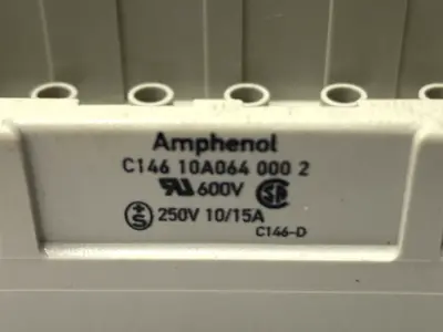 USED AMPHENOL CONNECTOR W/ HARTING SIDE ENTRY HOOD M32 MISSING SCREW