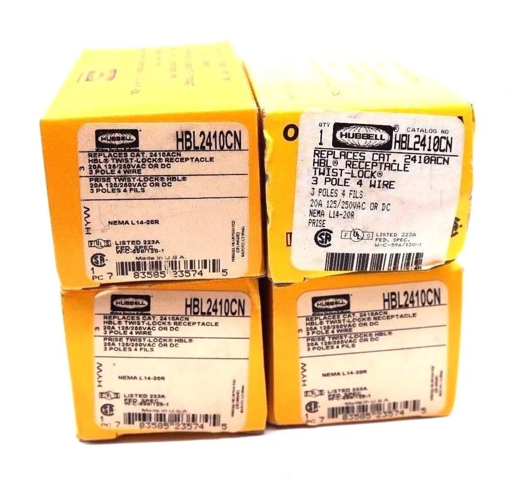 4 NEW HUBBELL HBL2410CN TWIST LOCK RECEPTACLE