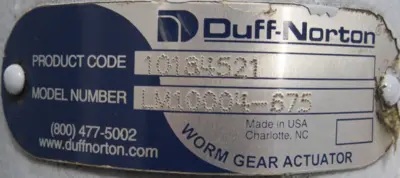 NEW DUFF NORTON LM10004-675 WORM SCREW ACTUATOR 5 TON LM100041675 B6000A10