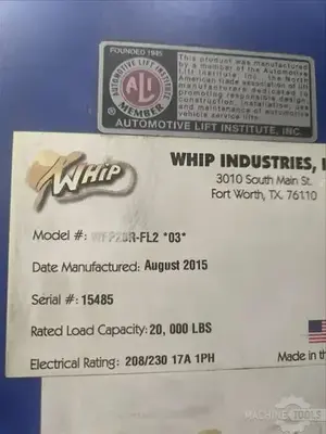 Used 2015 WHIP INDUSTRIES WFP20R Automotive Lifters Illinois US | Perfection Global, LLC. #1319553