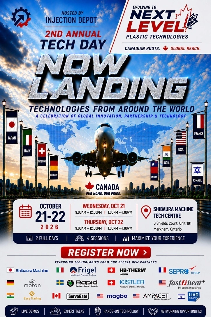 2nd Annual Tech Day — Now Landing, Technologies From Around The World. October 21-22, 2026 at Shibaura Machine Tech Centre, Markham, ON.