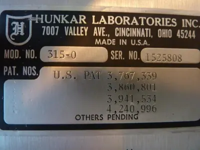 USED HUNKAR LABS 315-0