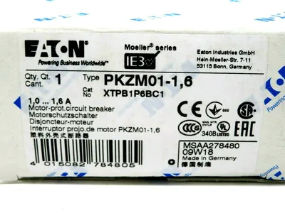 NEW EATON CORPORATION PKZM01-1,6 CIRCUIT BREAKER PKZM0116