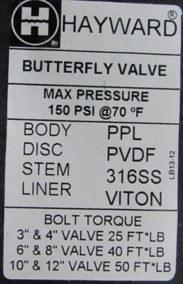 NEW HAYWARD BY450800VG BUTTERFLY VALVE 8" 232-11/GR001