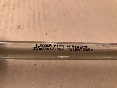 ILMADUR High Pressure Clear Flat Gauge / Sight Glass 250x34x17.5mm -NIB