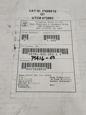 NEW United States Technologies D9781-422-252-1 Y