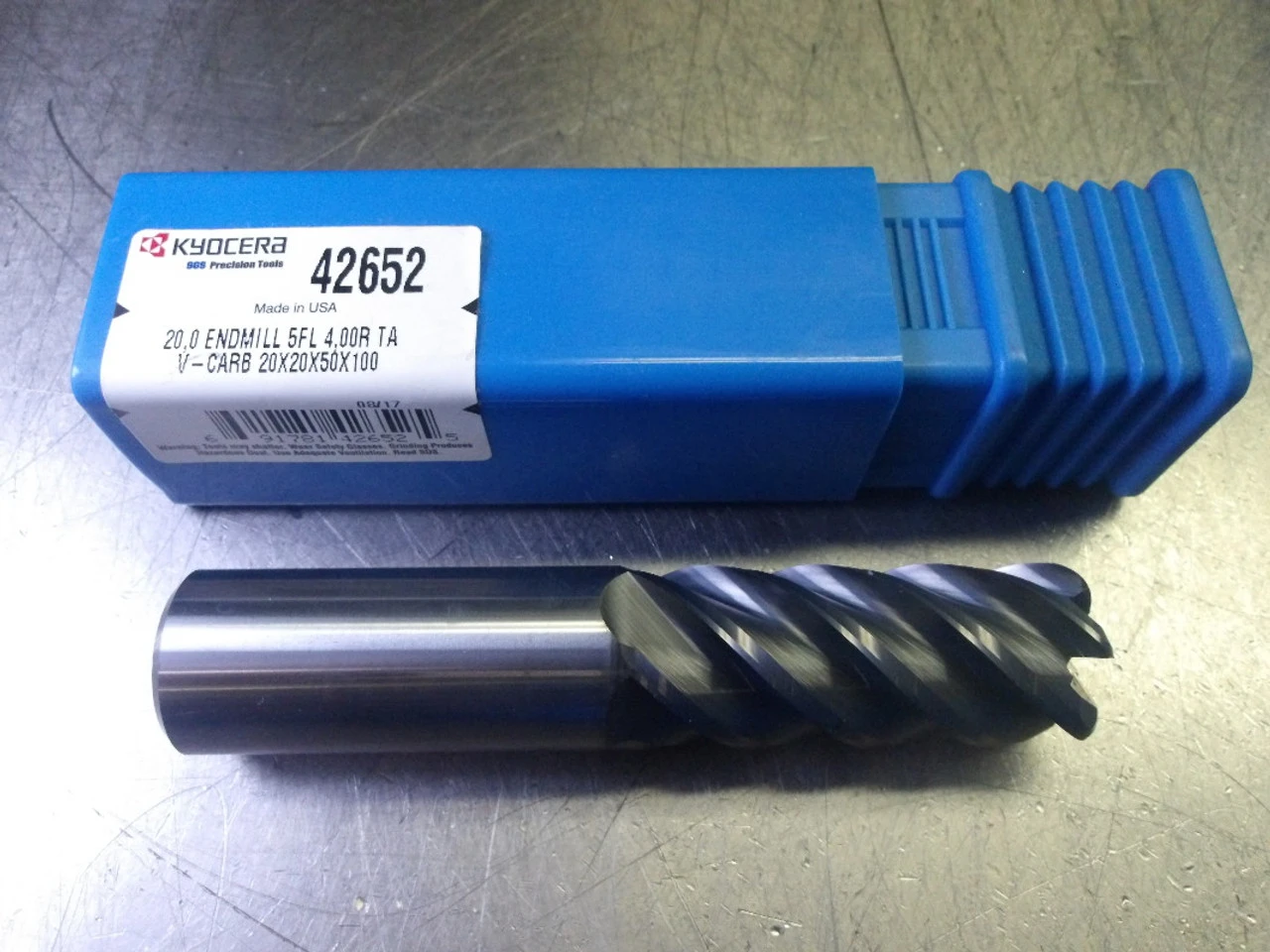 Kyocera/SGS 20mm 5 Flute Carbide CR Endmill 20mm Shank 4mm R 42652 (LOC3611)