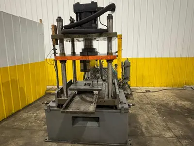 100 TON ROLLFORM INC HYDRAULIC 4 POST CUTOFF & POWER UNIT, 12" STROKE USED