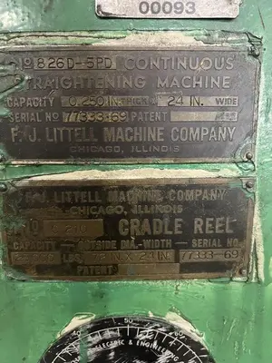 25000 LB X 24" X .250" COIL CRADLE STRAIGHTENER