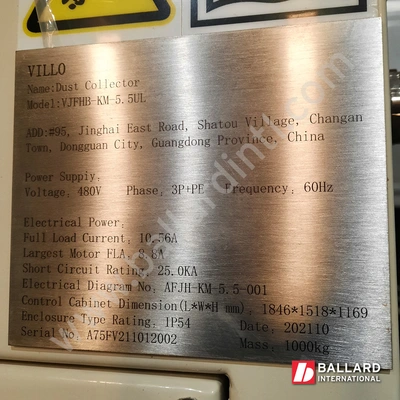 VILLO VJFHB-KN-5.5UL Moderate Pressure ATEX Certified Dust Collector