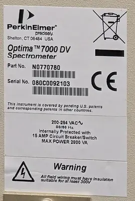 USED PERKINELMER OPTIMA 7000 DV SPECTROMETER