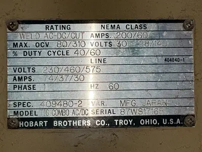 Used HOBART TIG COMBO AC/DC Welding Machinery (Other) Ohio US | HGR 24 #1498580