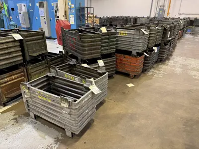 36” x 18” x 18” STEEL STACKABLE PARTS BIN TUB CONTAINER WITH DUMP DOOR, 200+ AVAILABLE: YOBRO #25062