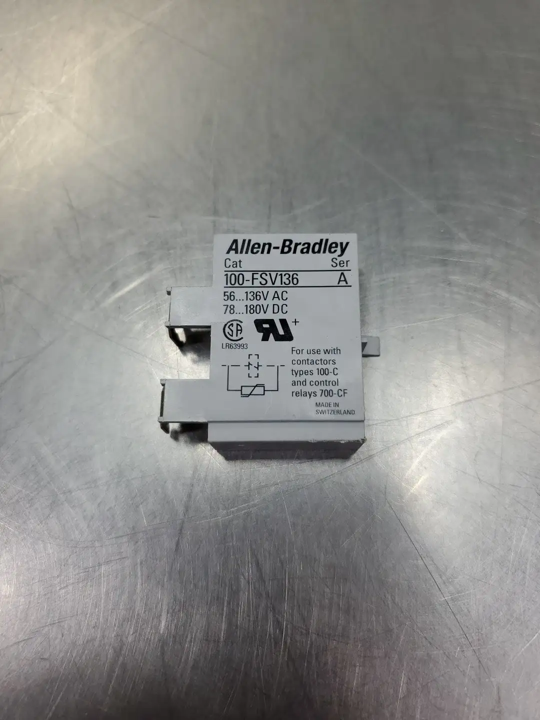 USED Allen-Bradley 100-FSV136 Ser A Surge Suppressor, 56-136AC/78-180VDC