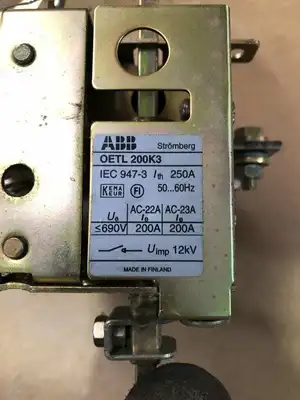ABB OETL 200K3 250A Rotary Safety Disconnect Switch 50/60Hz 690V