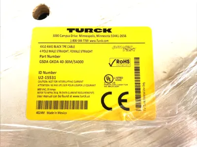 NEW TURCK POWERFAST DOUBLE-ENDED CABLE 30M GSDA GKDA 40-30M/S4000