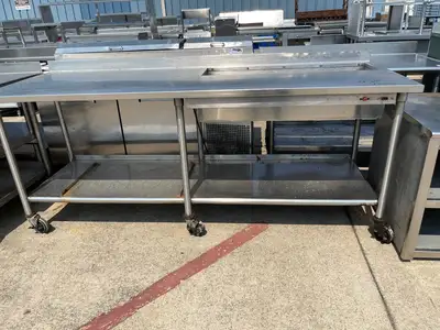 Used Falcon Restaurant Supply Used 88" Stainless Steel Table with Well and Drain - SS247 Dishtables Illinois US | Falcon Restaurant Supply #1375995