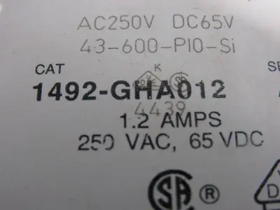 Allen Bradley 1492-GHA012 Ser. A Miniature Circuit Breaker 250V 1.2A