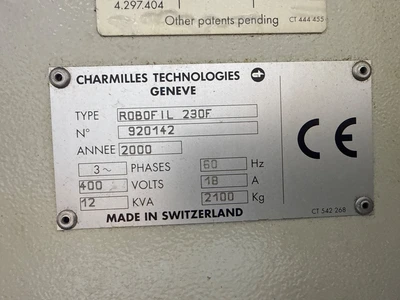 Used 2000 CHARMILLES TECHNOLOGIES ROBOFIL 230F Wire EDM Illinois US | Aucto #1390124
