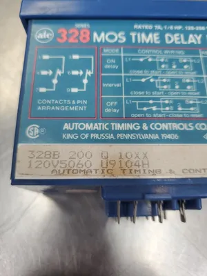 ATC 328B200Q10XX MOS Time Delay Relay, 7A ⅙HP. 4E-15