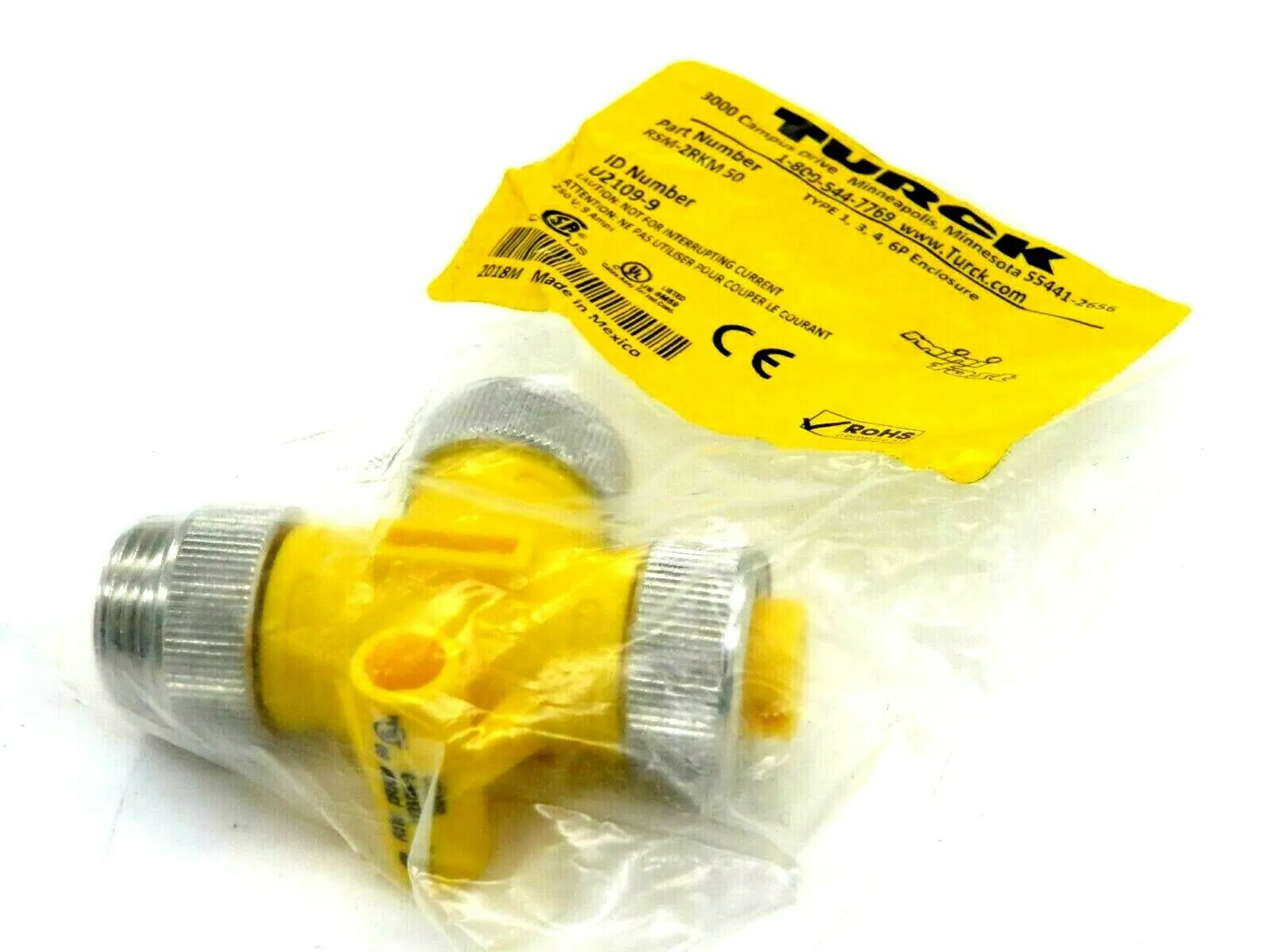 NEW TURCK RSM-2RKM 50 CIRCULAR T CONNECTOR U2109-9 RSM2RKM50