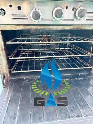 Garland Gas flat top grill with convection oven below